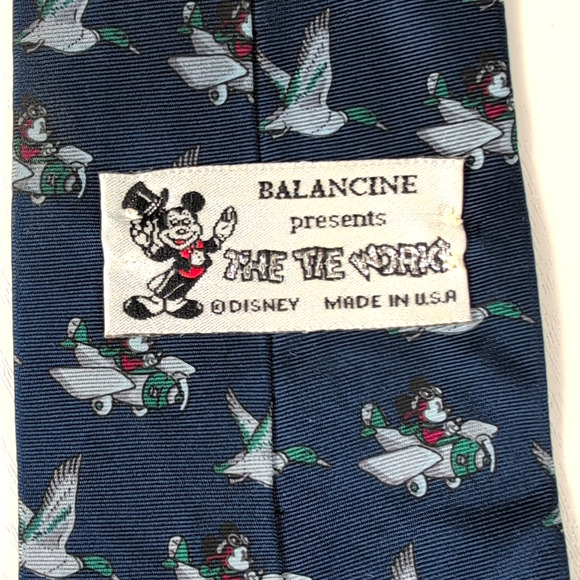 Vintage Disney Mickey Mouse Airplane Tie by Balancine 100% Silk USA 56X3.5 - Picture 7 of 8